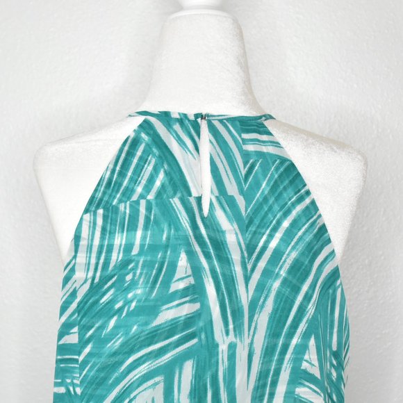 Banana Republic Tiered Sleeveless Halter Tank Top Teal White Chiffon Size L NWT - Picture 7 of 12